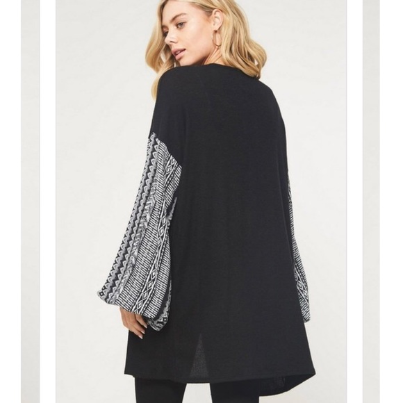 Bubble long sleeve brushed knit Cardigan - Picture 5 of 8